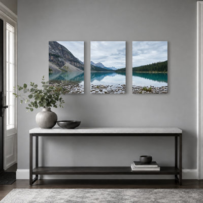 Ensemble de 3 tableaux sur toile représentant un lac de montagne, pour la décoration du salon, de la chambre et de la maison.