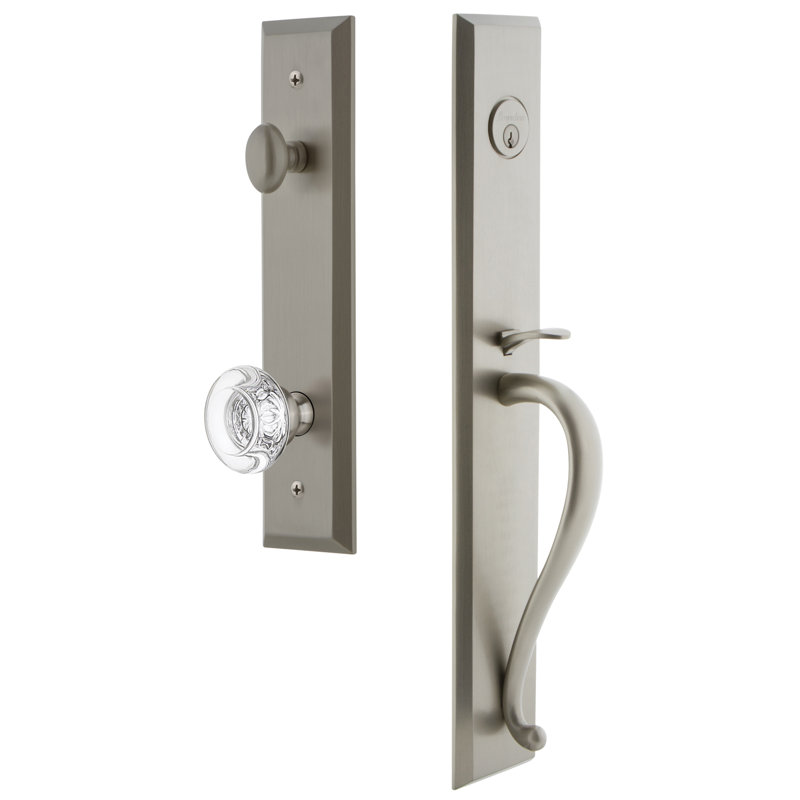 Ensemble de fausse poignée complète inactive Fifth Avenue avec poignée en S et bouton Bordeaux, Nickel satiné