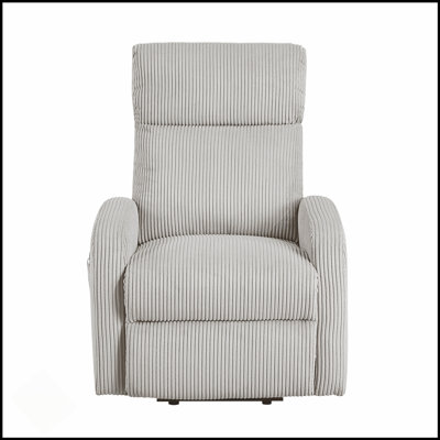Contemporary Power Lift Chair Recliner With Plush Corduroy Upholstery And Comfort Side Pocket For Living Room