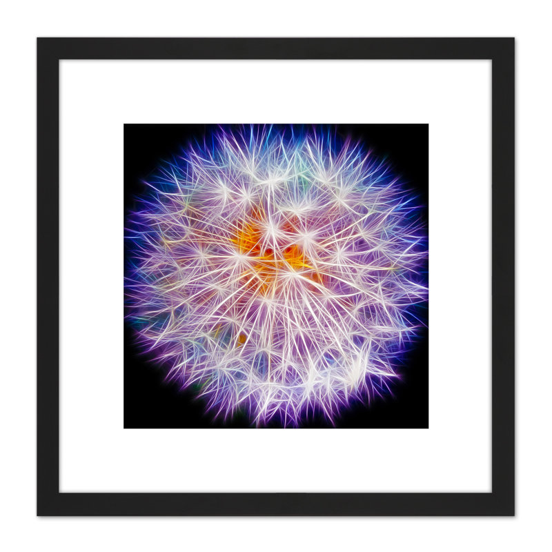 Digital Neon Dandelion Head - Single Picture Frame Painting