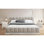 Ensemble de chambre à coucher 3 pièces, cadre de lit rembourré avec tissu épais et deux tables de chevet capitonnées avec 2 tiroirs et poignée en cristal