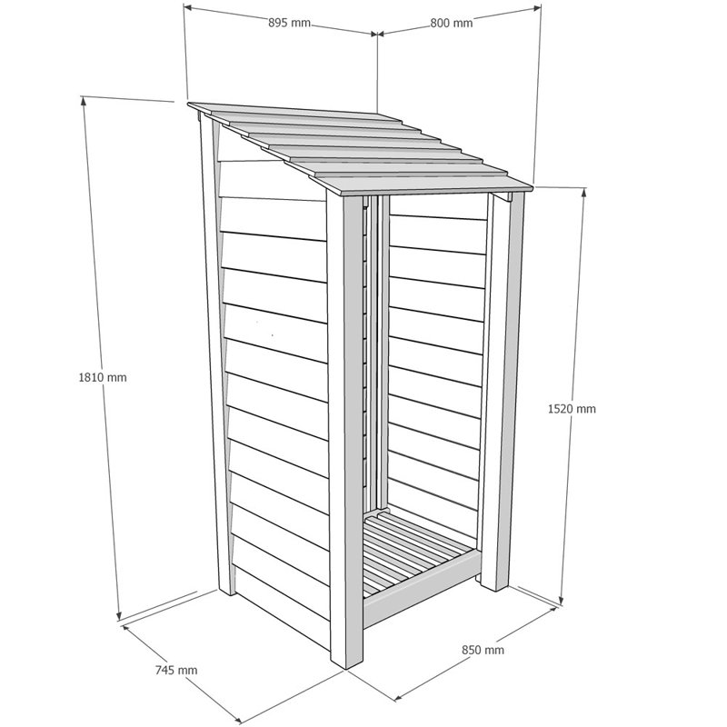 89.5cm W x 80cm D Solid Wood Log Store, Light Green
