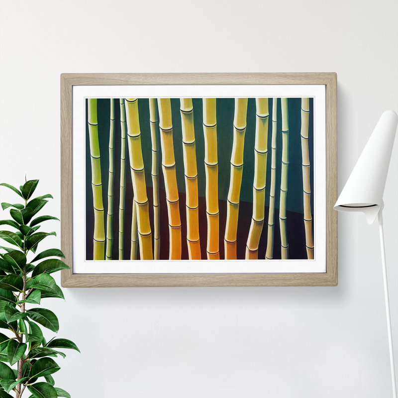 Fascinating Bamboo Forest - Single Picture Frame Print, 46cm H x 64cm W x 2cm D, Oak