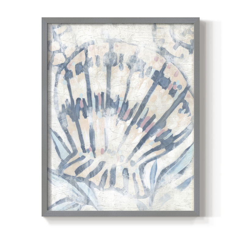 Reproduction encadrée «Beach Shell Fresco III» - bois massif, Gris, H 15 po x l 12 po