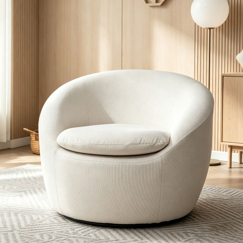Fauteuil demi-tonneau, pivotant à 360 °, Tissu beige