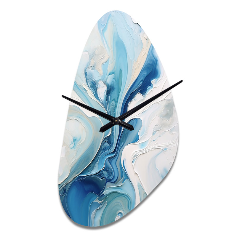 Horloge murale asymétrique en métal bleu et gris, Moyenne