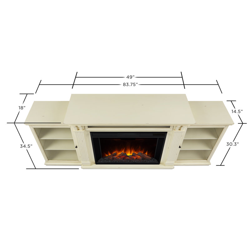 Tracey Grand 83.75'' TV Stand with Fireplace, Distressed White