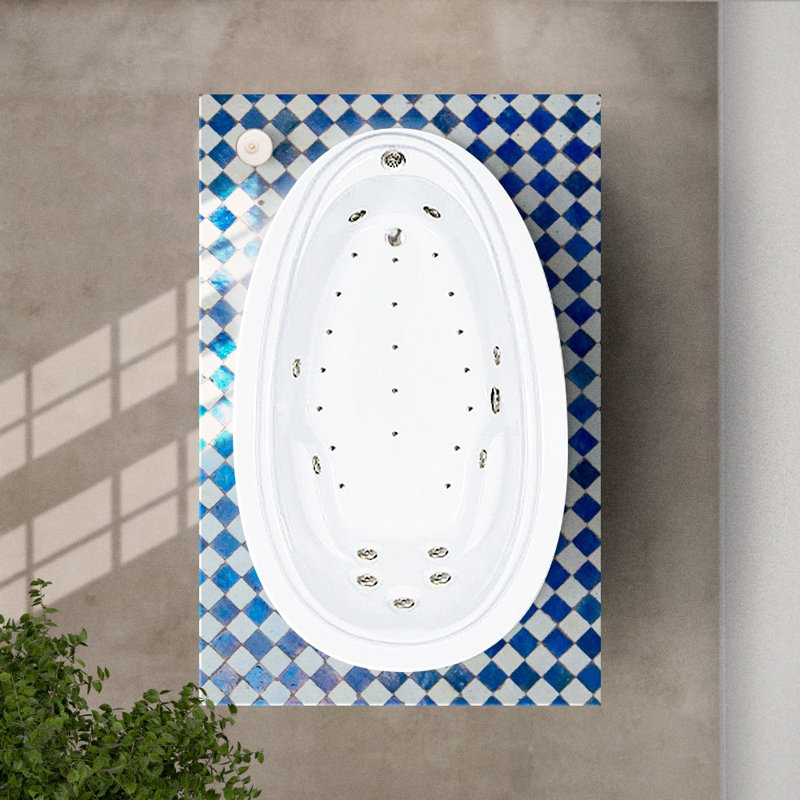72" L x 44" W Elite Series Drop In Combination Acrylic Bathtub with Reversible Drain in White