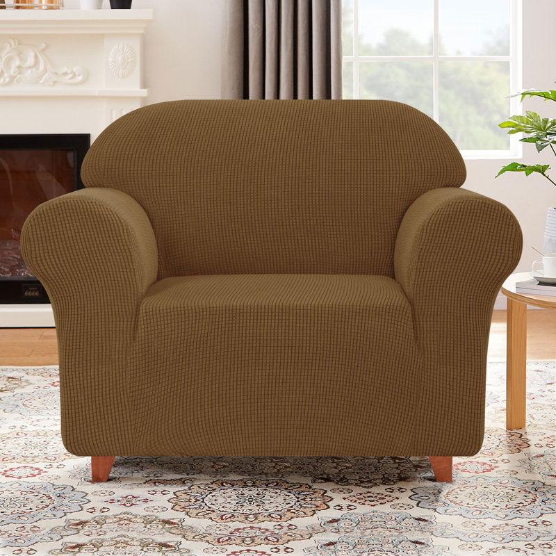 Housse pour fauteuil à coussins carrés / rectangulaires texturé, Café
