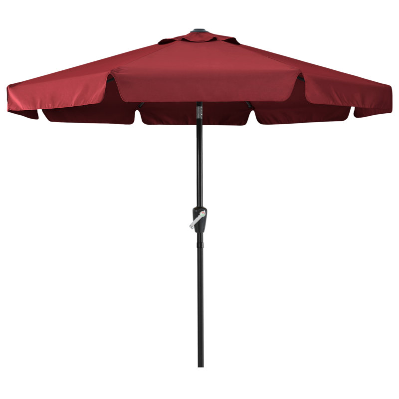 Parasol de marché festonné Holmquist avec inclinaison et levage à manivelle, Bourgogne, 9'