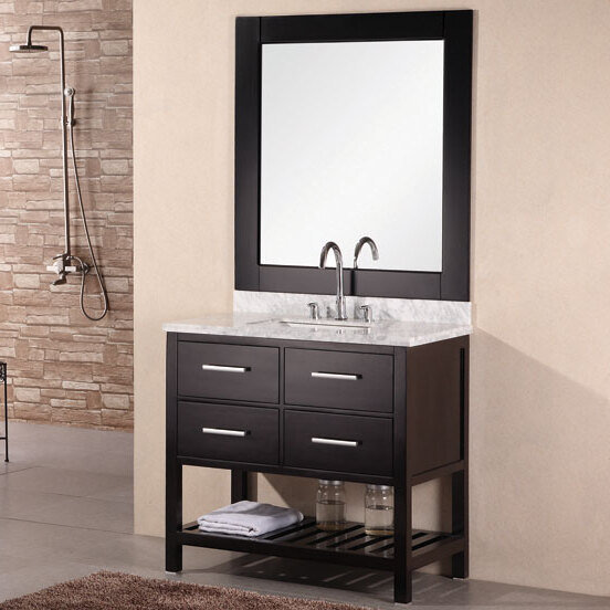 Ensemble de meuble-lavabo de salle de bain simple avec miroir 36 po Kanode, Espresso