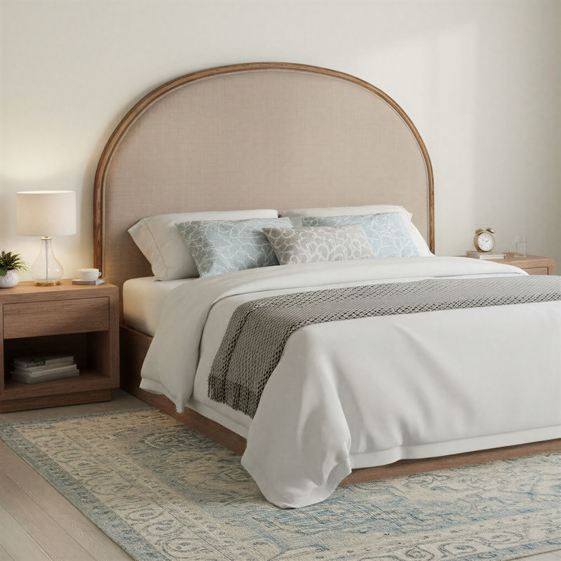 Oak & Linen Arch King Size Headboard, King