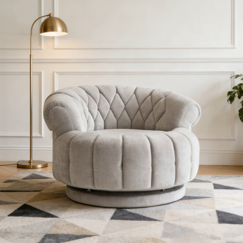 Chaise d'appoint ronde et pivotante, Gris