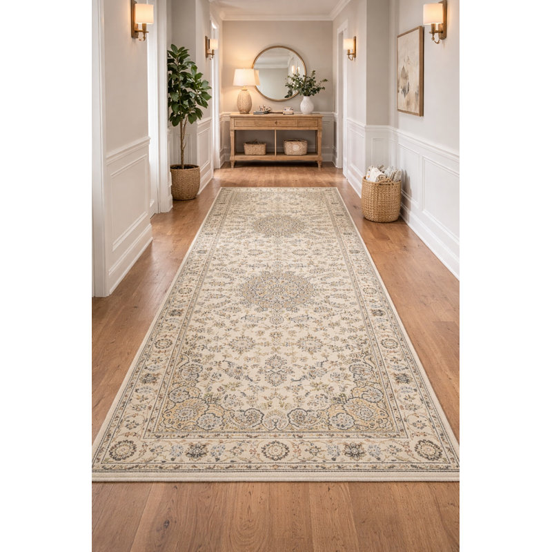 Tapis crème crème à motif oriental Indo-nain 6 x 12