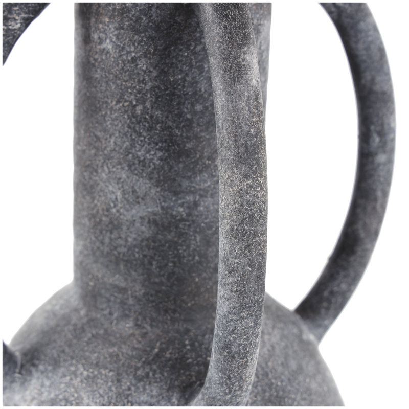 Vase décoratif en céramique avec 4 poignées, gris, H 14,75 po x l 7,38 po x P 7,38 po