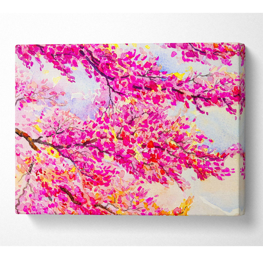 Pink Blossom Branch - Kunstdrucke auf Leinwand ohne Rahmen