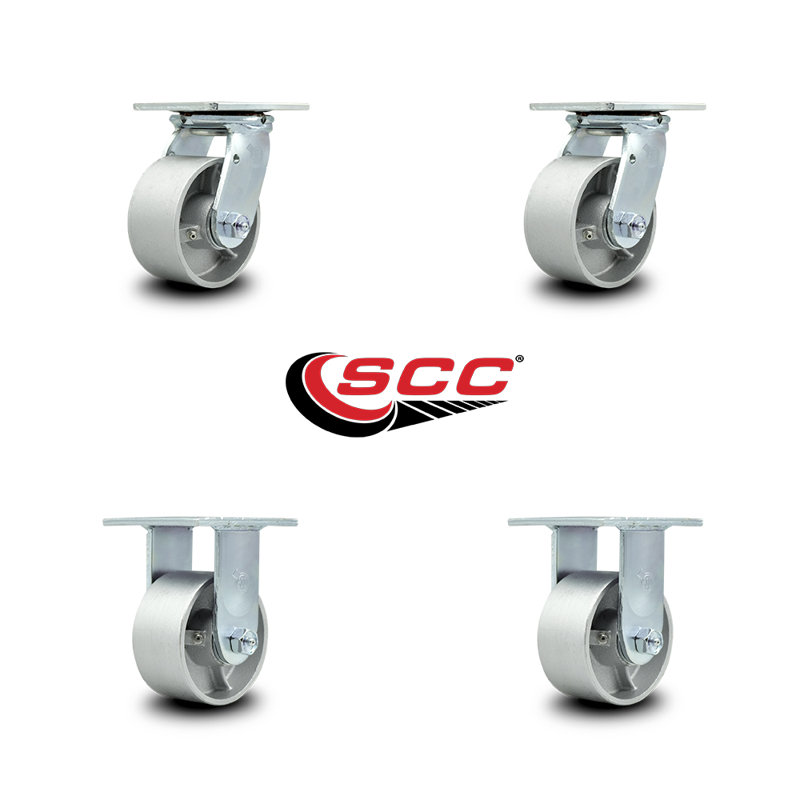 4 Inch Semi Steel Caster Set with Ball Bearings 2 Swivel 2 Rigid Service Caster|SCC-30CS420-SSB-2-R420-2