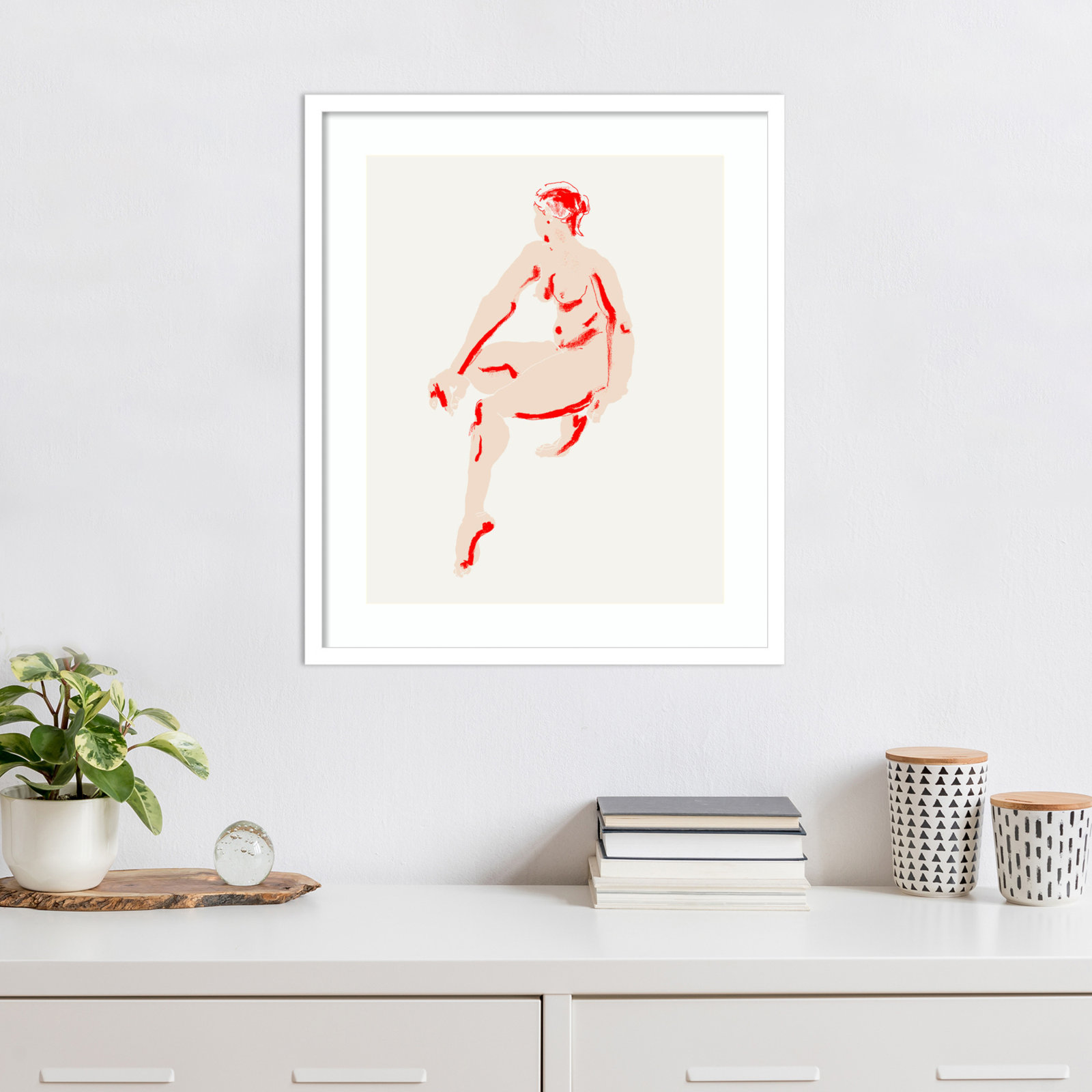 Henn "Naked Woman" Print, White, 25" H x 21" W