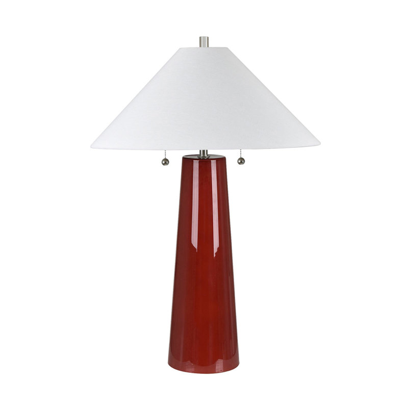 31.5" Glass Table Lamp With White Shade