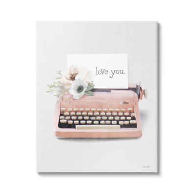 «Romantic Typewriter Vintage Florals» par House Fenway, impression sur toile tendue