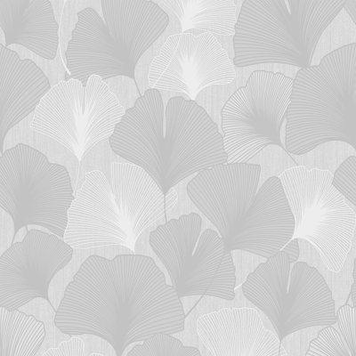 Rouleau de papier peint texturé L 33 pi x l 20 po Leaves Silver