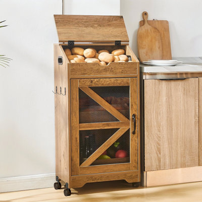 Movable Onion And Potato Storage Bins, Storage Cabinet with Wheels, Ventilated Kitchen Organizer, Mobile Rolling Cart, Fruit And Vegetable Basket Storage