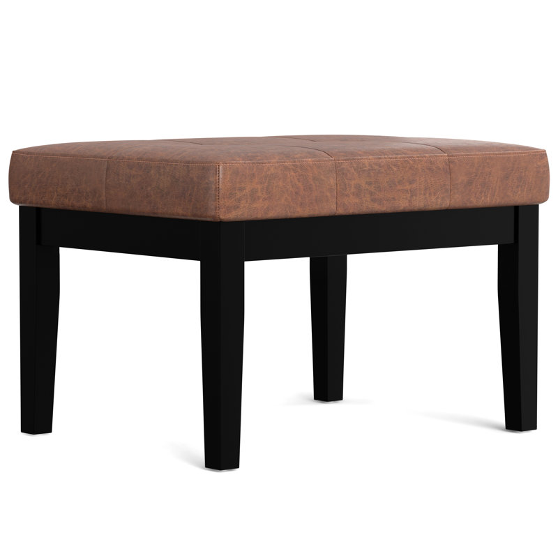 Lacey 26" Saddle Brown Tufted Faux Leather Ottoman Bench