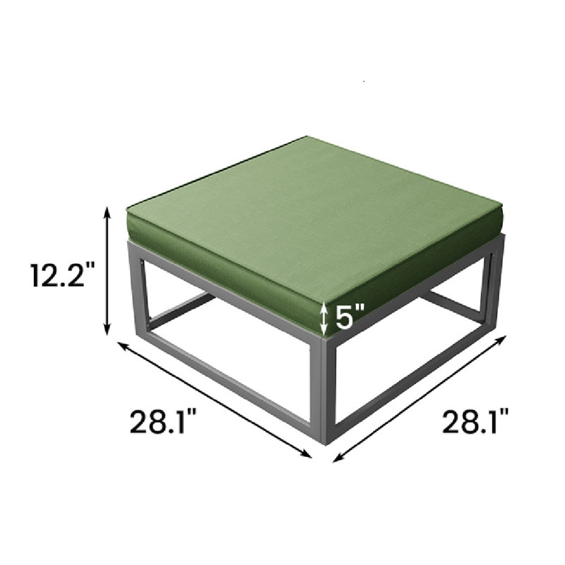 Repose-pieds de patio extérieur en aluminium avec coussin épais de 5 po (ensemble de 2), Gris, Vert