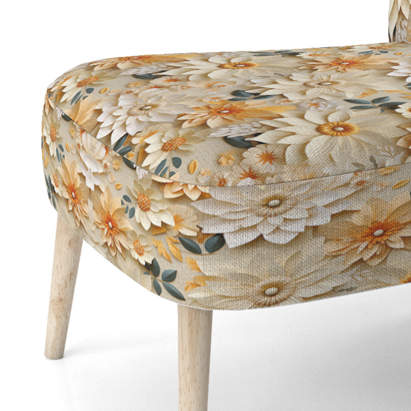 Chaise d'appoint rembourrée blanche et beige Dahlia