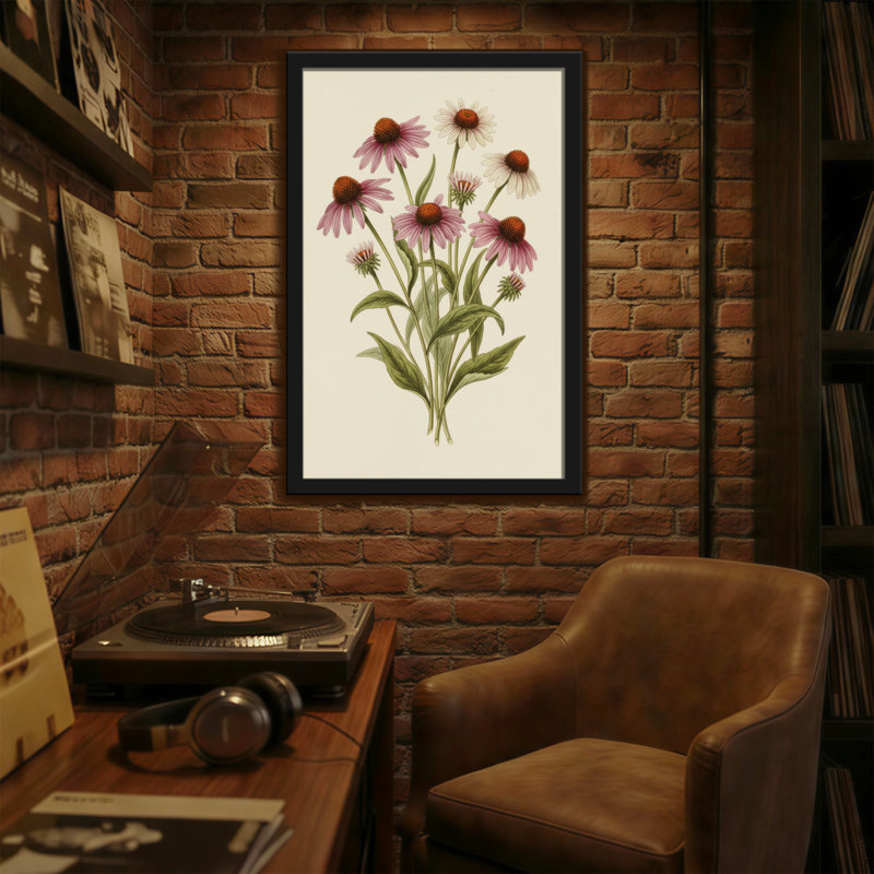 Plantes et fleurs, reproduction d'échine botanique, H 18 po x l 12 po