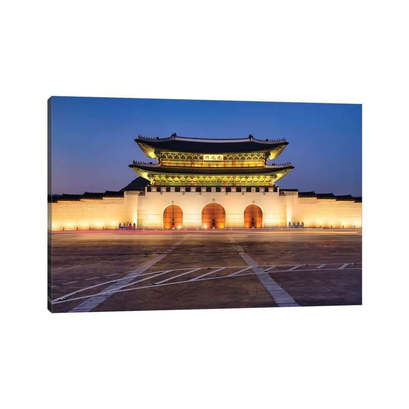 Palais Gyeongbokgung la nuit, Séoul, Corée du Sud, H 26 po x l 40 po x P 1,5 po