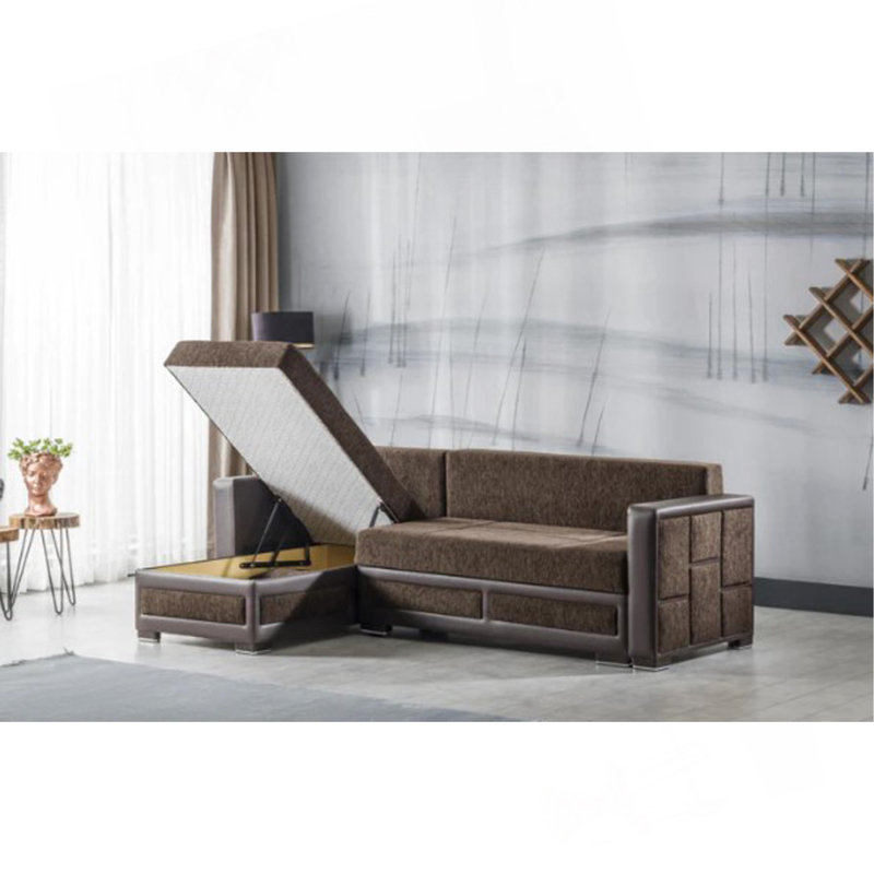 Canapé modulaire rembourré Primenest Urbanedge avec rangement, Brun