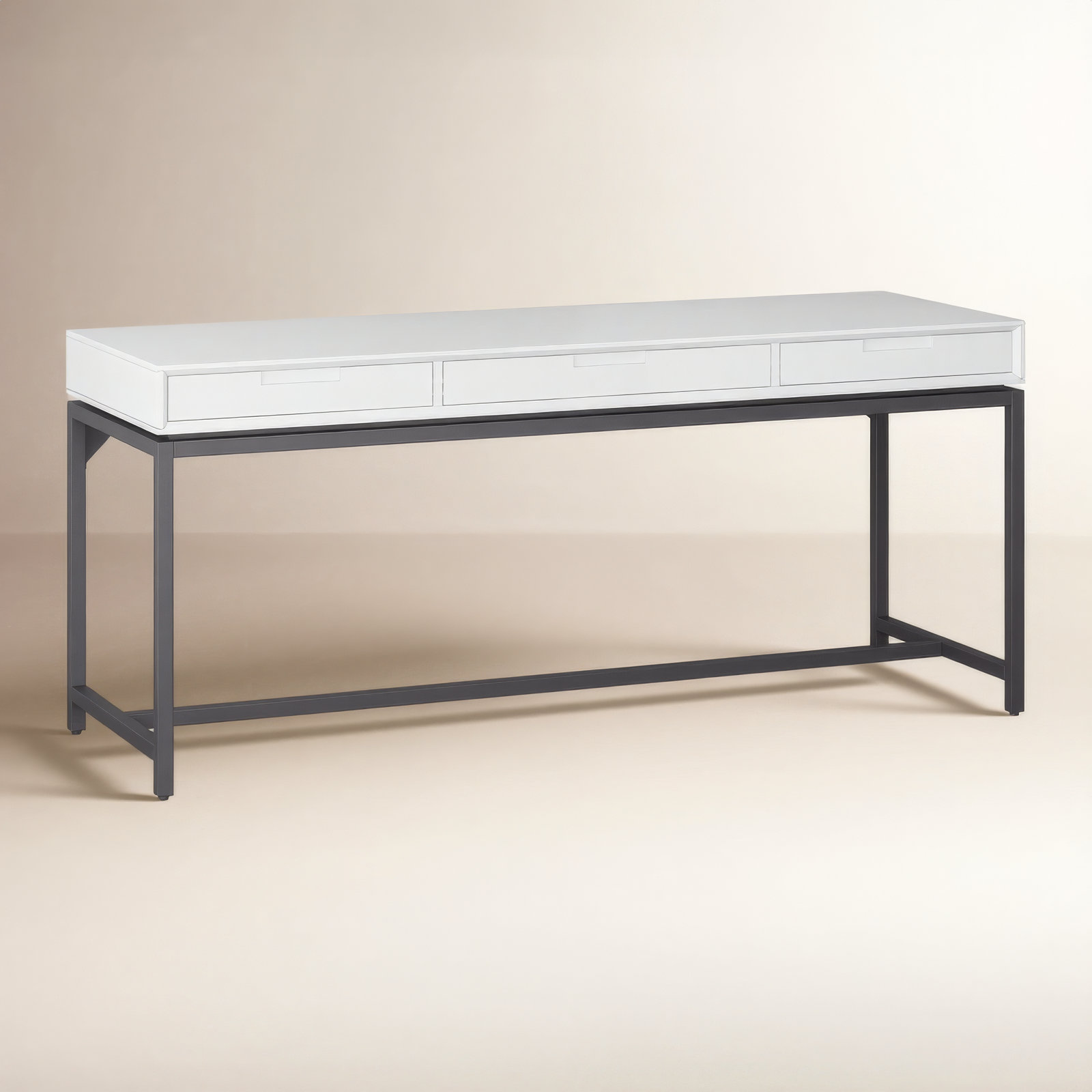 Lars Mid Century Desk, 31.50" H x 72" W x 24" D, White/Black