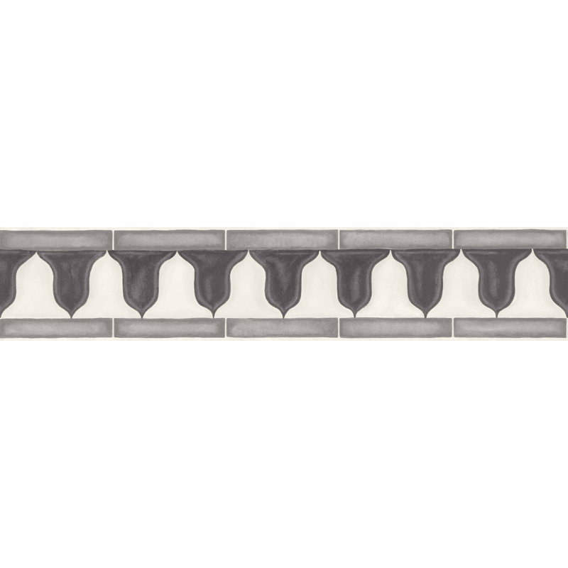 Zellige Geometric Wallpaper Border, Soot/Snow