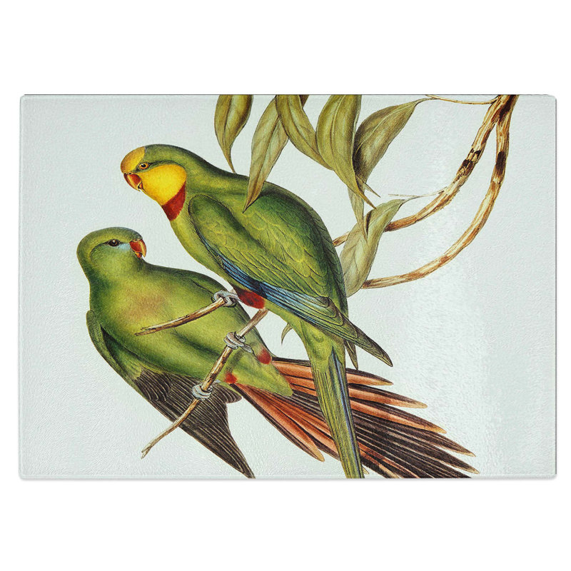 Tempered Glass Parakeet Chopping Board, 28.5 cm W x 20 cm L