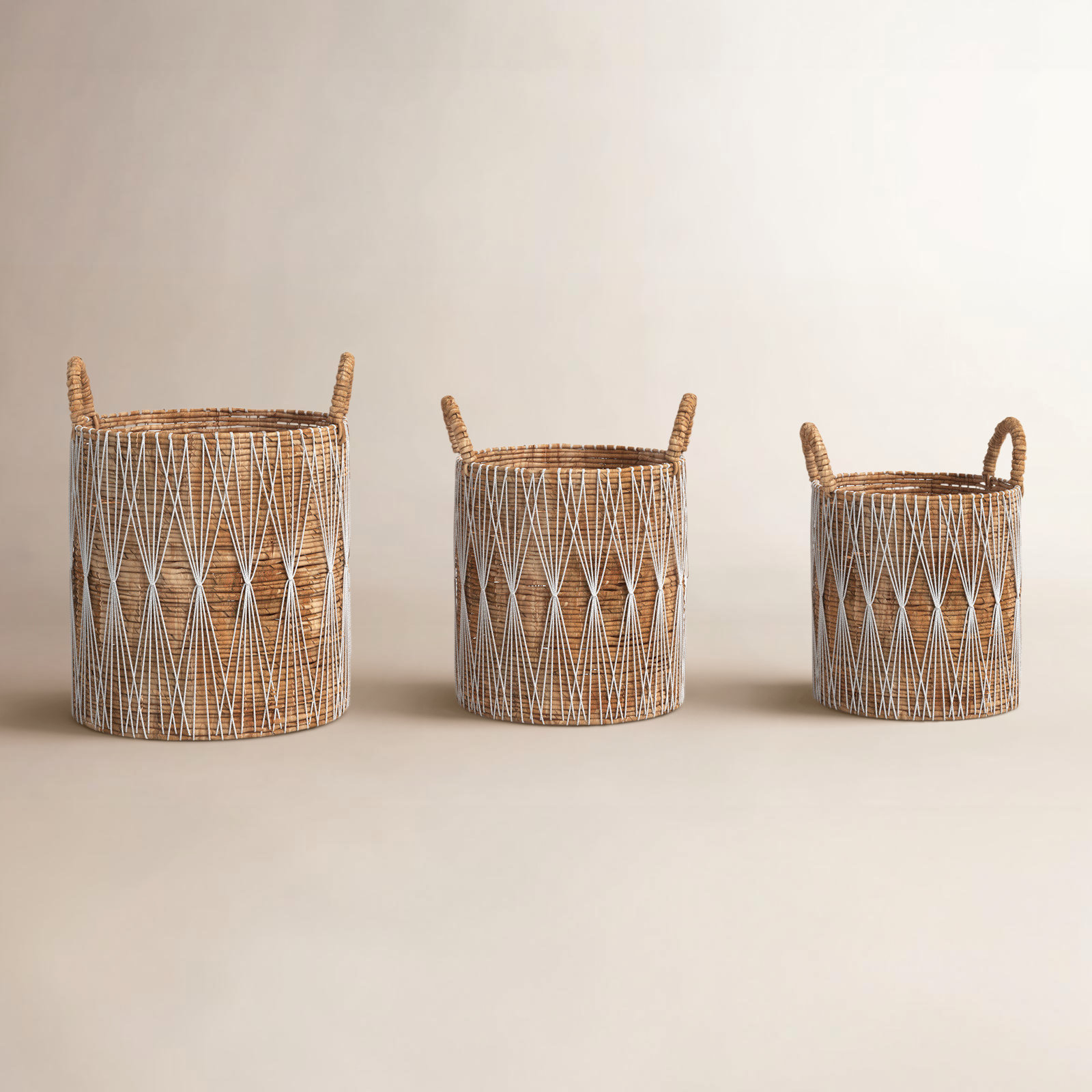 Handmade Bohemian Wicker Decorative Basket - Set of 3