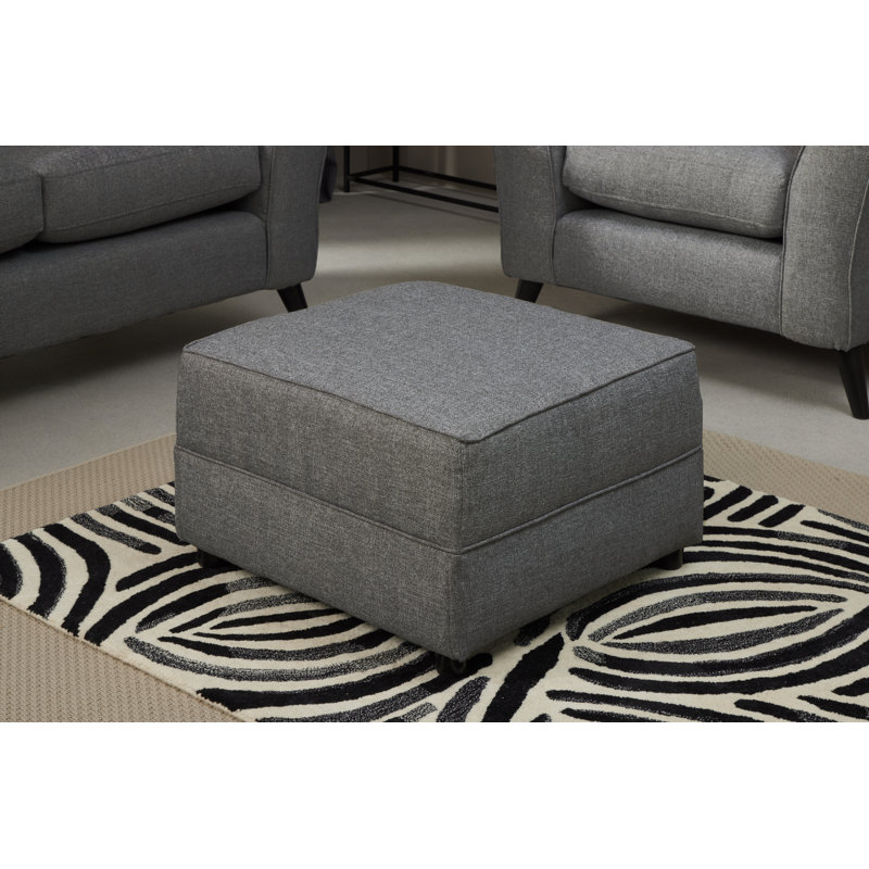 Eckbert 64cm Wide Square Solid Colour Footstool Ottoman, Charcoal