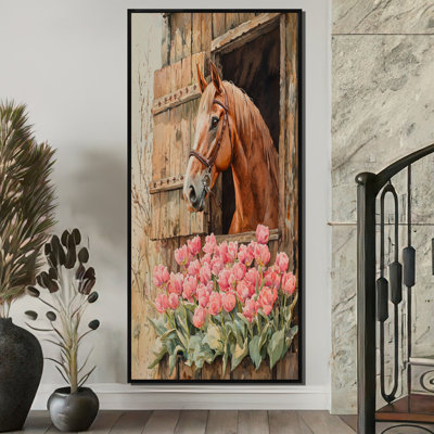 Dorly : Tulipes et chevaux près de la grange I - Tulipes, fresque murale