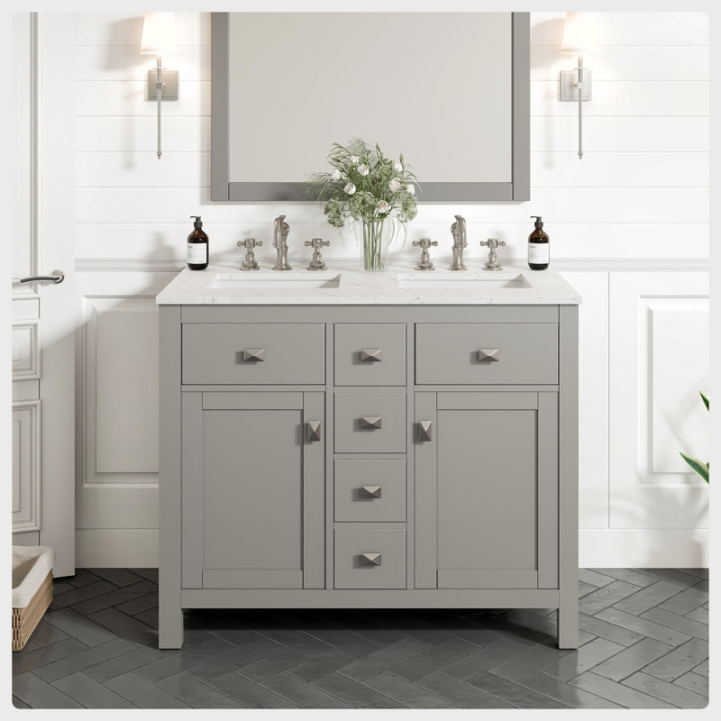 Odilion 44" Double Bathroom Vanity Set, Gray