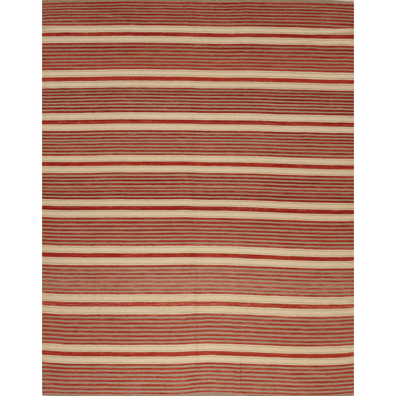 Striped Area Rug in Beige/Red