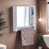 Wall Mounted Bathroom Cabinet With Mirror, Over Toilet Medicine Cabinet With Shelves & Towel Rack
