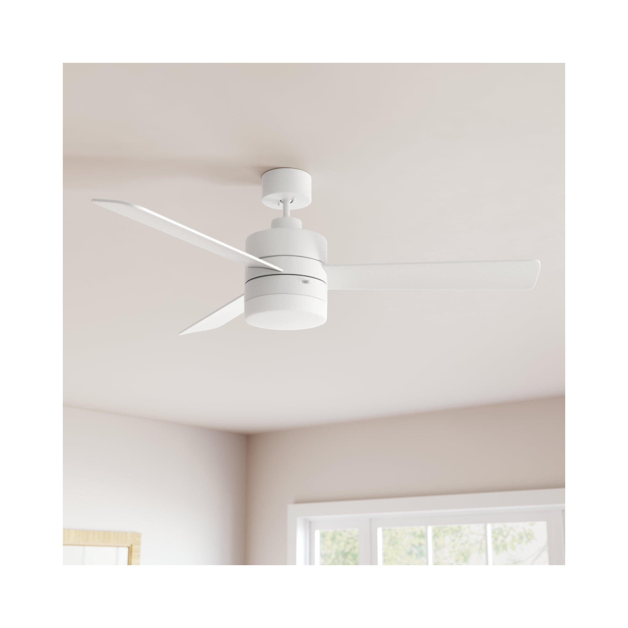 Adna 44'' 3 Blade Ceiling Fan with Light Kit, Matte White, 44", Matte White