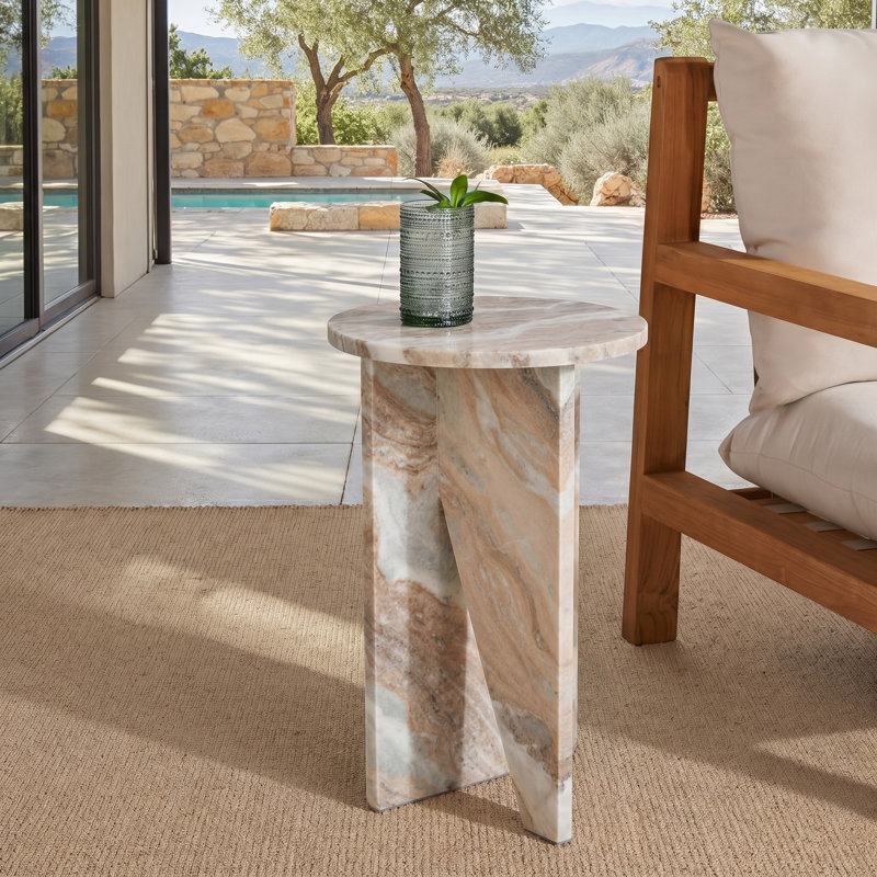Devlin Marble Drink Table, Beige