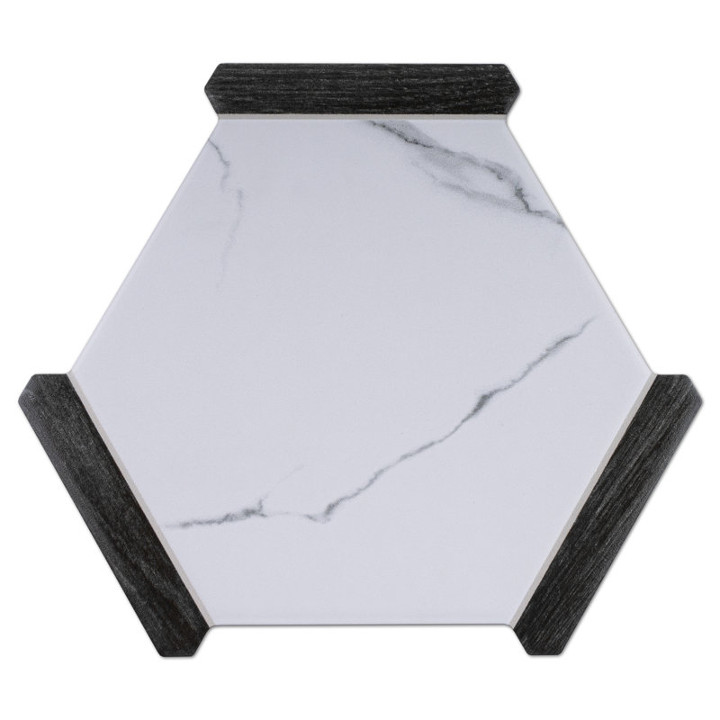 Carreau de sol en porcelaine mate Hexagone 8,58 po x 9,89 po Avant Denia, Gris graphite
