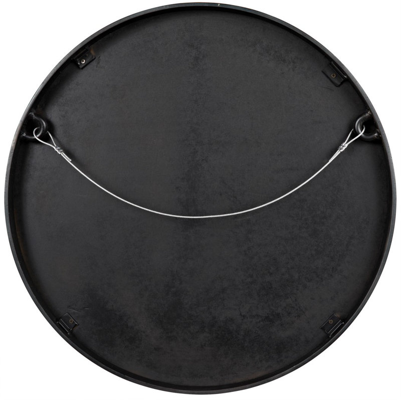 Argie Round Metal Beveled Wall Mirror, 24" x 24"