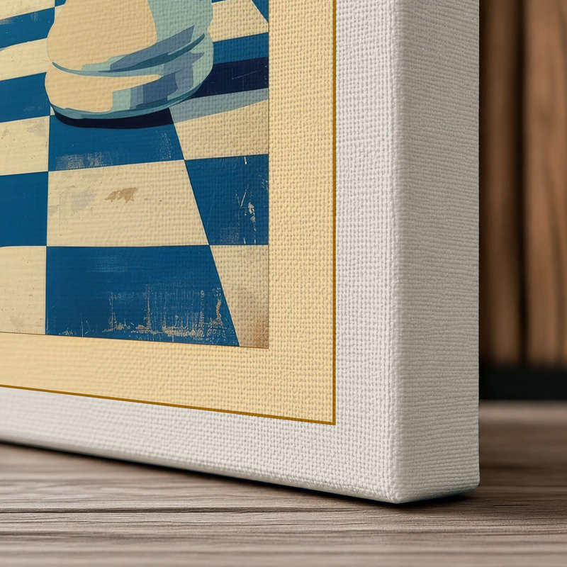 Queen and Pawn Retro - Wrapped Canvas, 30x20 - 76.2 x 50.8 cm, Cream Border
