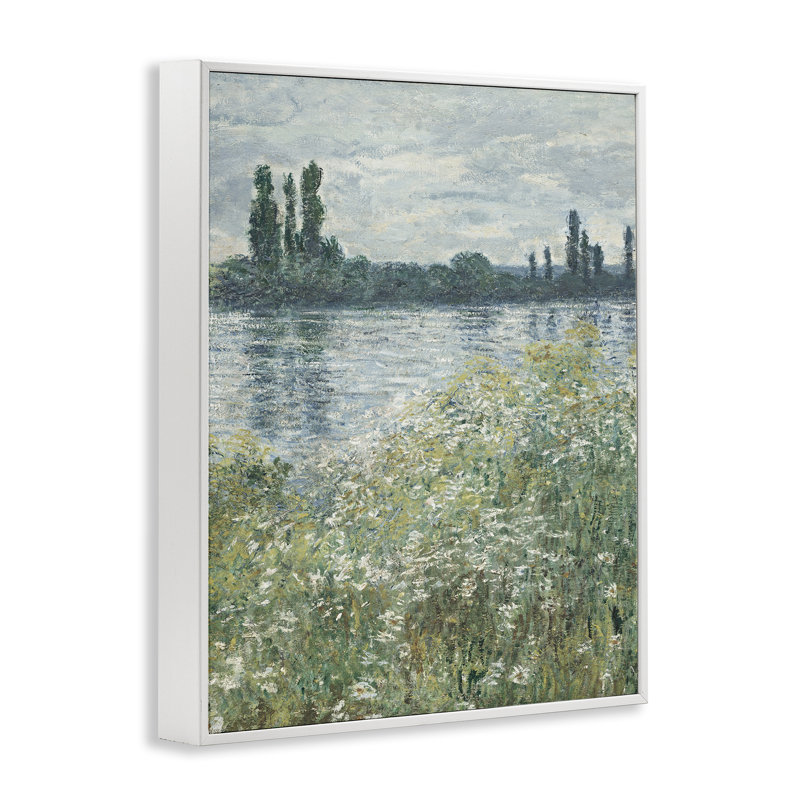 Estampe numérique classique mouchetée encadrée par lettrage et doublure, Estampe numérique encadrée blanc bord de mer
