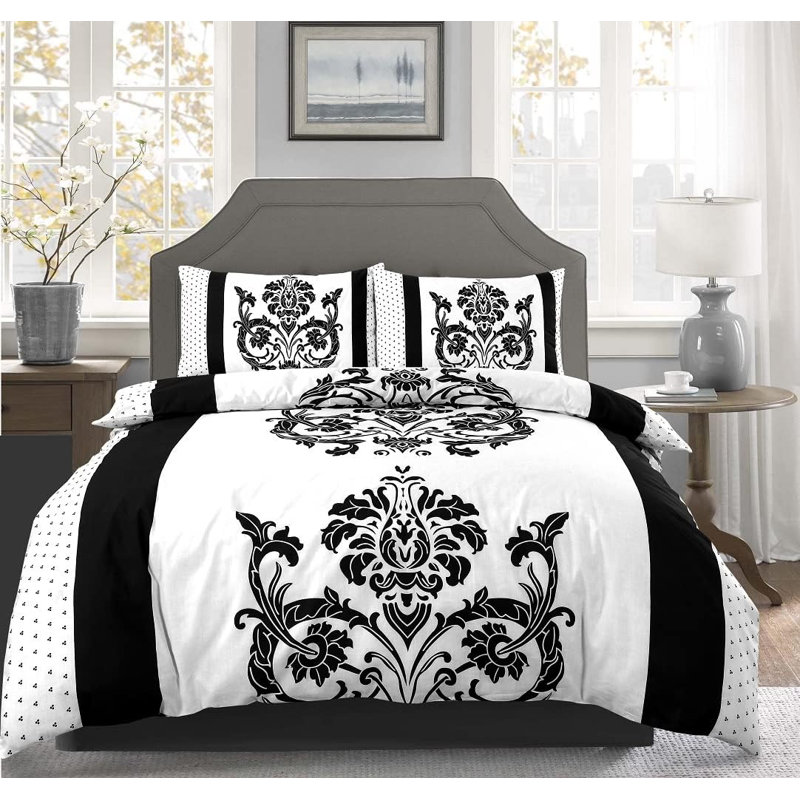 NZ Cotton Blend Floral Duvet Cover Set with Pillowcases, Super King, Plum