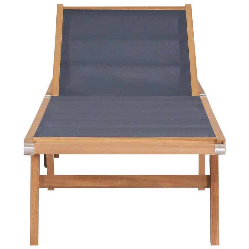 vidaXL Sunlounger Brown Solid Teak wood Standard Foldable Sunlounger, Dark Gray