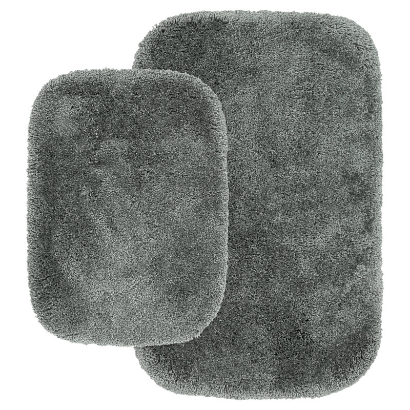 Ensemble de tapis de bain en nylon 2 pièces avec envers antidérapant Billy-Dean, Gris foncé